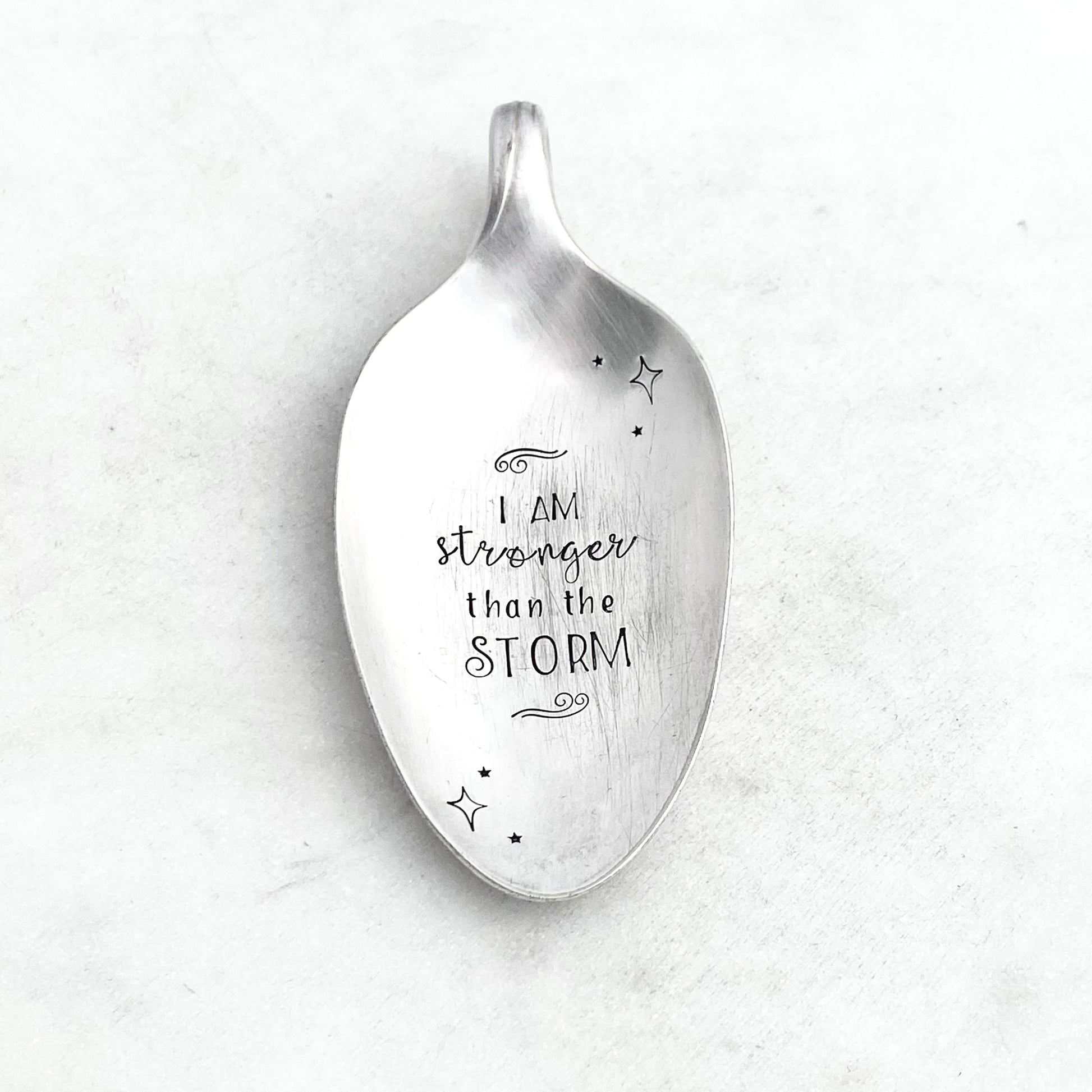 I am Stronger Than the Storm, Trinket Dish, Vintage Spoon Decor Trinket Dish callistafaye   