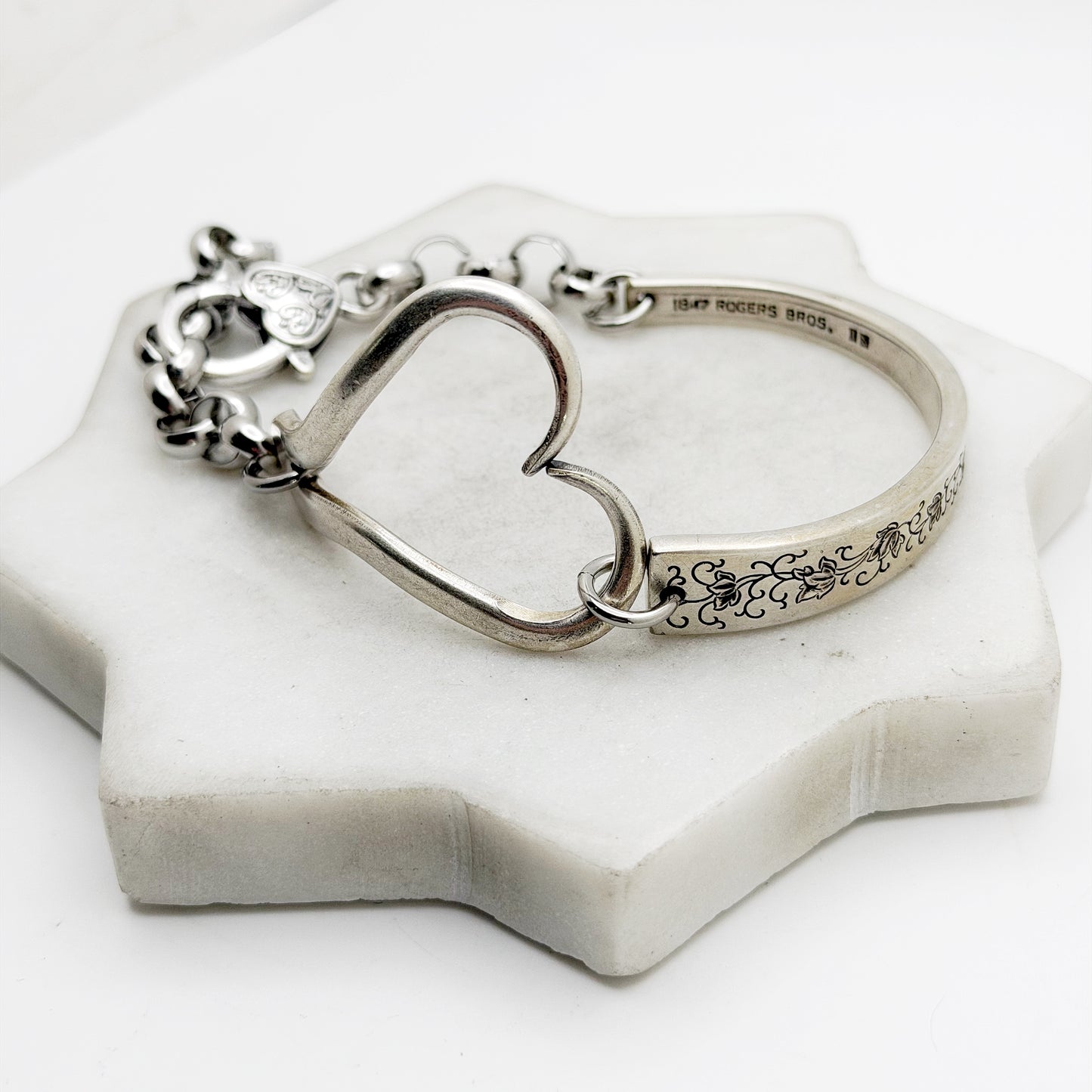 Silver Lace 1968, RARE Curly Fork Heart Bracelet, Vintage Spoon Handle, Vintage Fork Bracelet Bracelets callistafaye