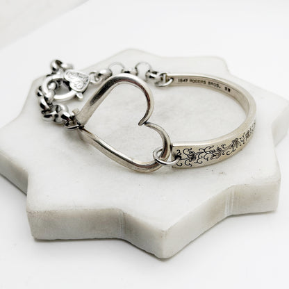 Silver Lace 1968, RARE Curly Fork Heart Bracelet, Vintage Spoon Handle, Vintage Fork Bracelet Bracelets callistafaye