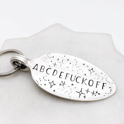 ABCDEFUCKOFF, Hand Stamped Vintage Spoon Keychain Keychains callistafaye