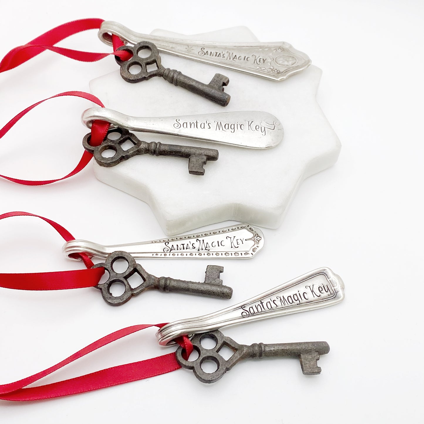 Santa's Magic Key, Hand Stamped Vintage Spoon Ornament Ornaments callistafaye   