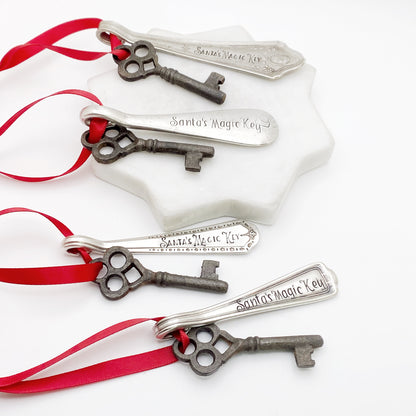 Santa's Magic Key, Hand Stamped Vintage Spoon Ornament Ornaments callistafaye   