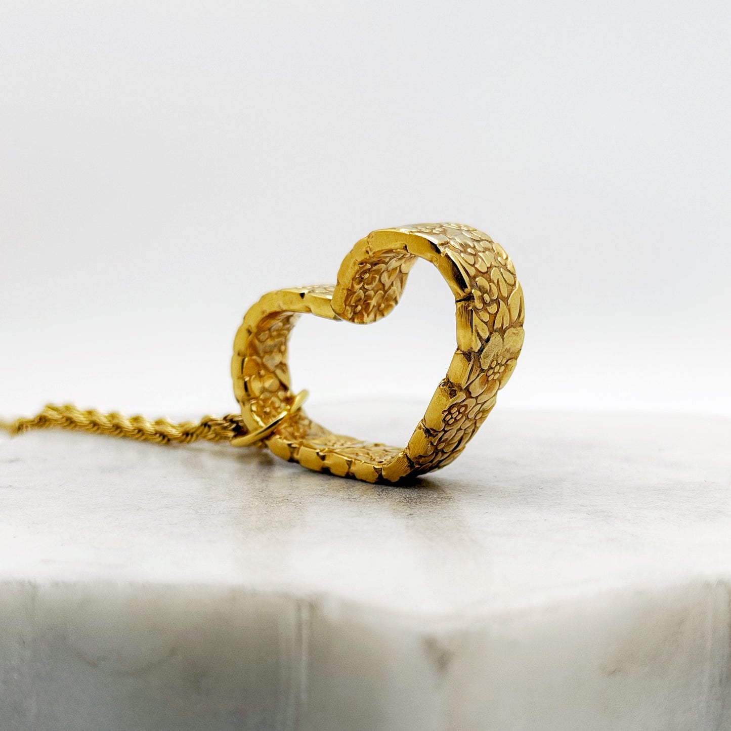 Golden Love Precious Flower 1970, ULTRA RARE Small Floating Heart, Vintage Spoon Jewelry Hearts callistafaye