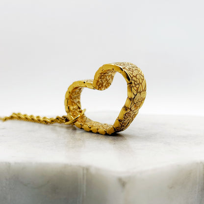 Golden Love Precious Flower 1970, ULTRA RARE Small Floating Heart, Vintage Spoon Jewelry Hearts callistafaye