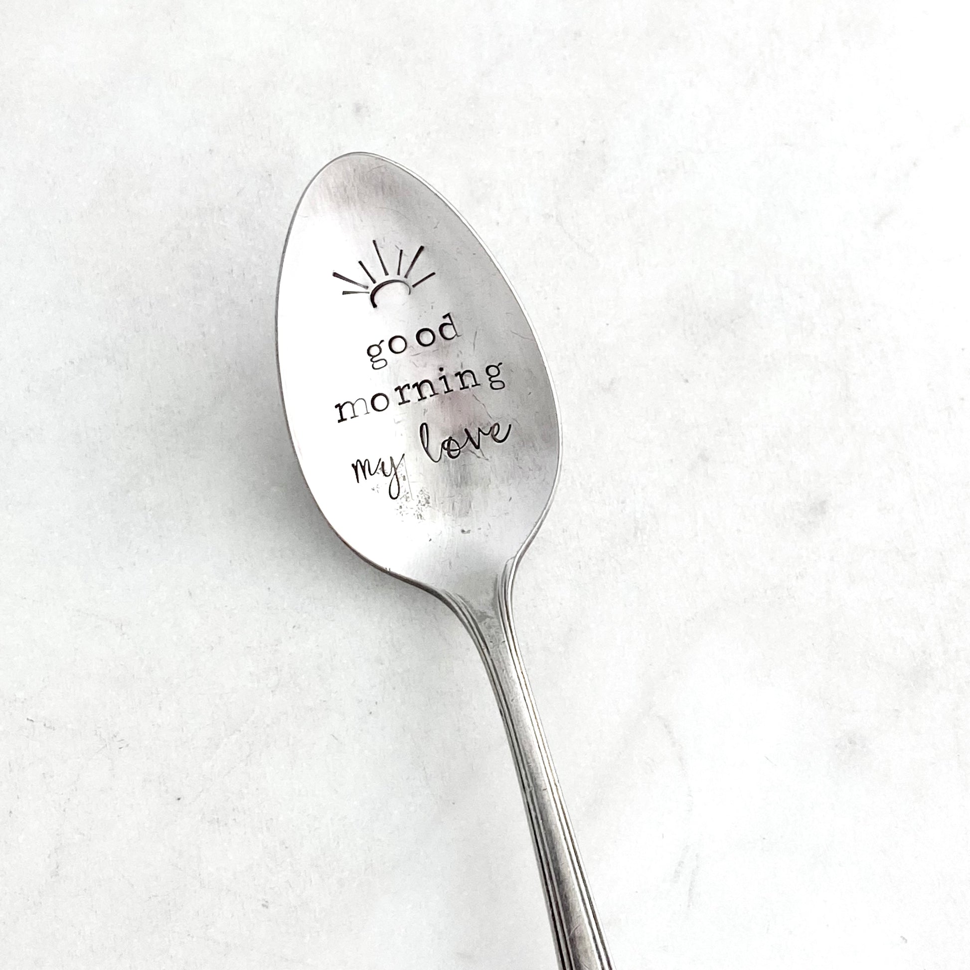 Good Morning My Love, Hand Stamped Vintage Spoon Spoons callistafaye   