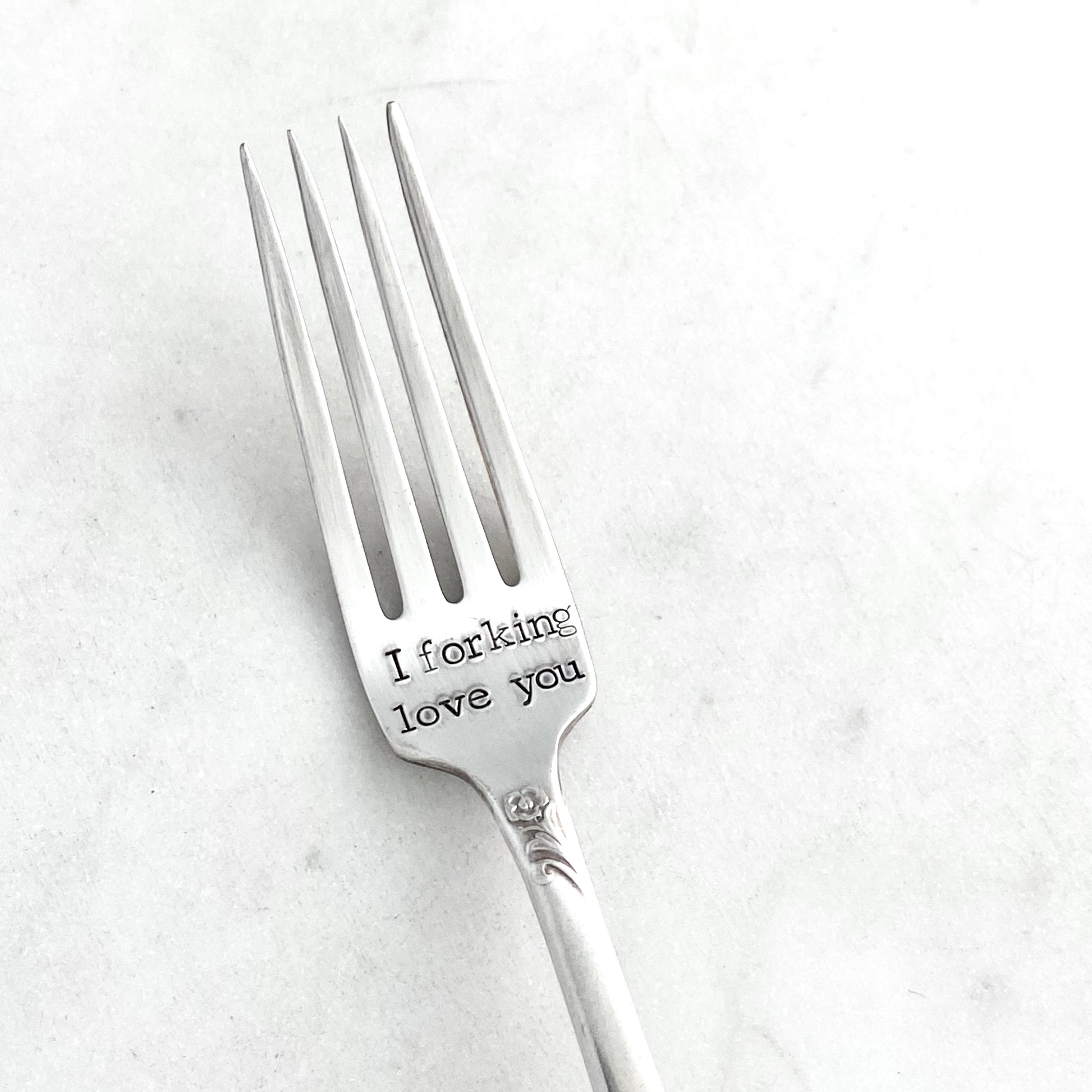 I Forking Love You, Hand Stamped Vintage Fork Forks callistafaye   