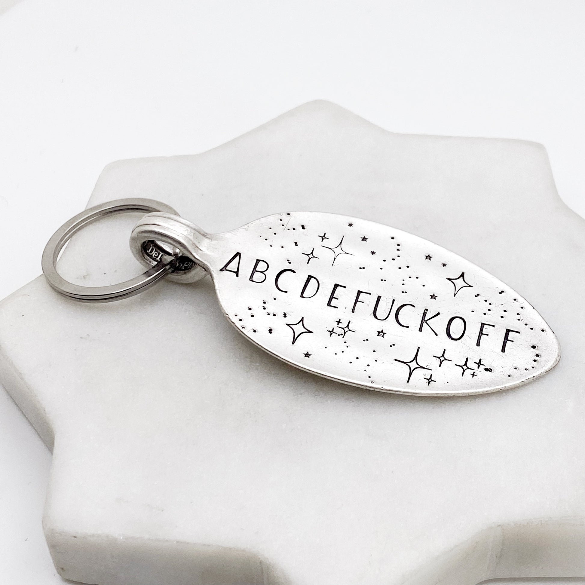 ABCDEFUCKOFF, Hand Stamped Vintage Spoon Keychain Keychains callistafaye