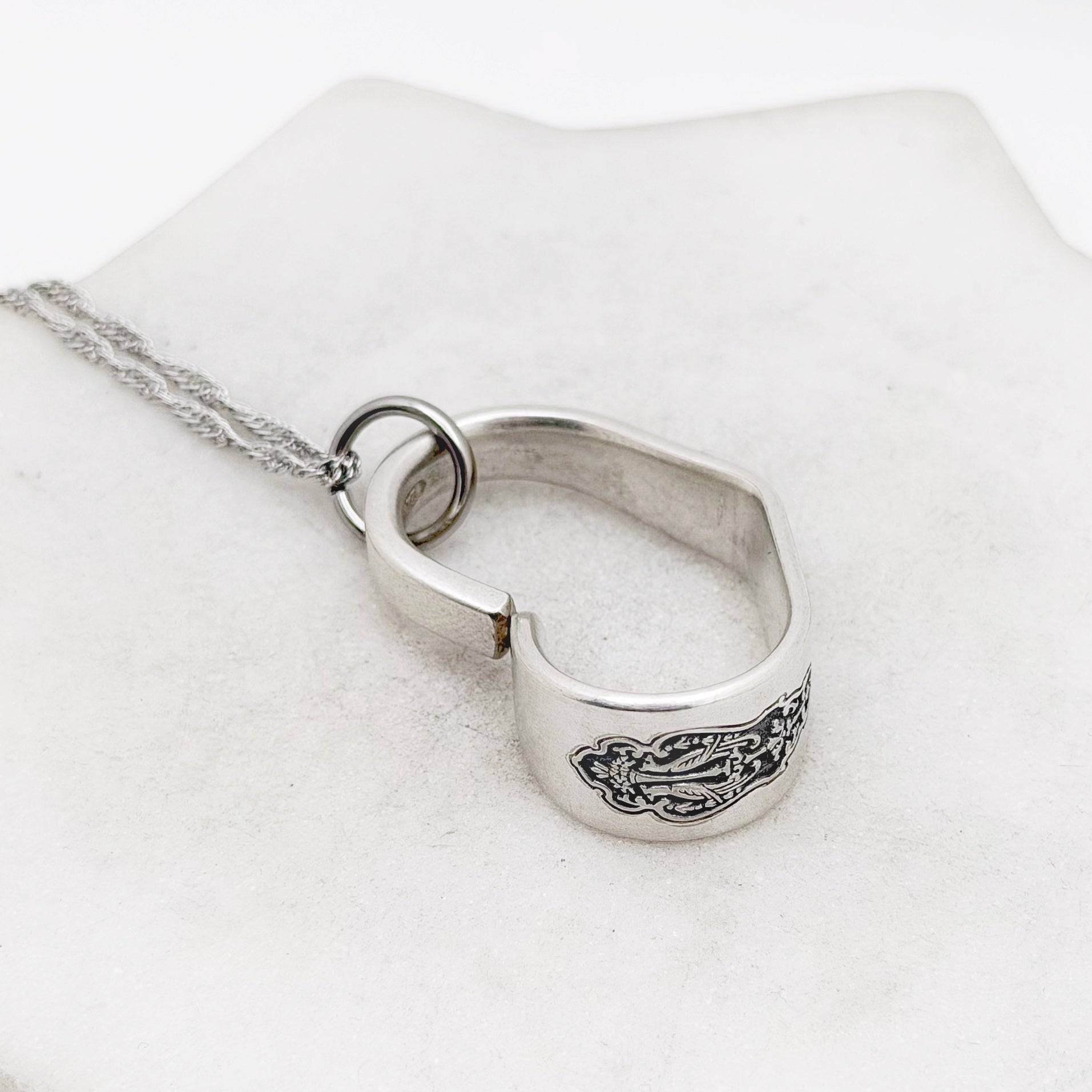 Birds of Paradise 1923, Antique Small Floating Heart, Vintage Spoon Jewelry, 100 Year Old Hearts callistafaye