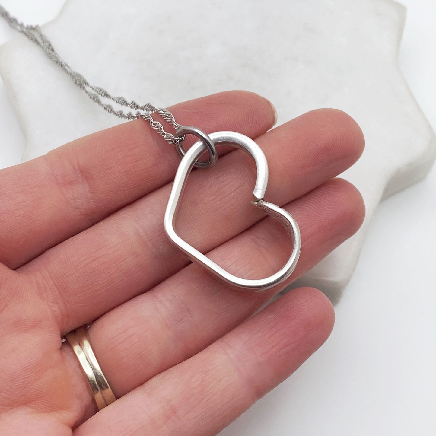 April 1950, RARE Small Floating Heart, Vintage Spoon Jewelry Hearts callistafaye