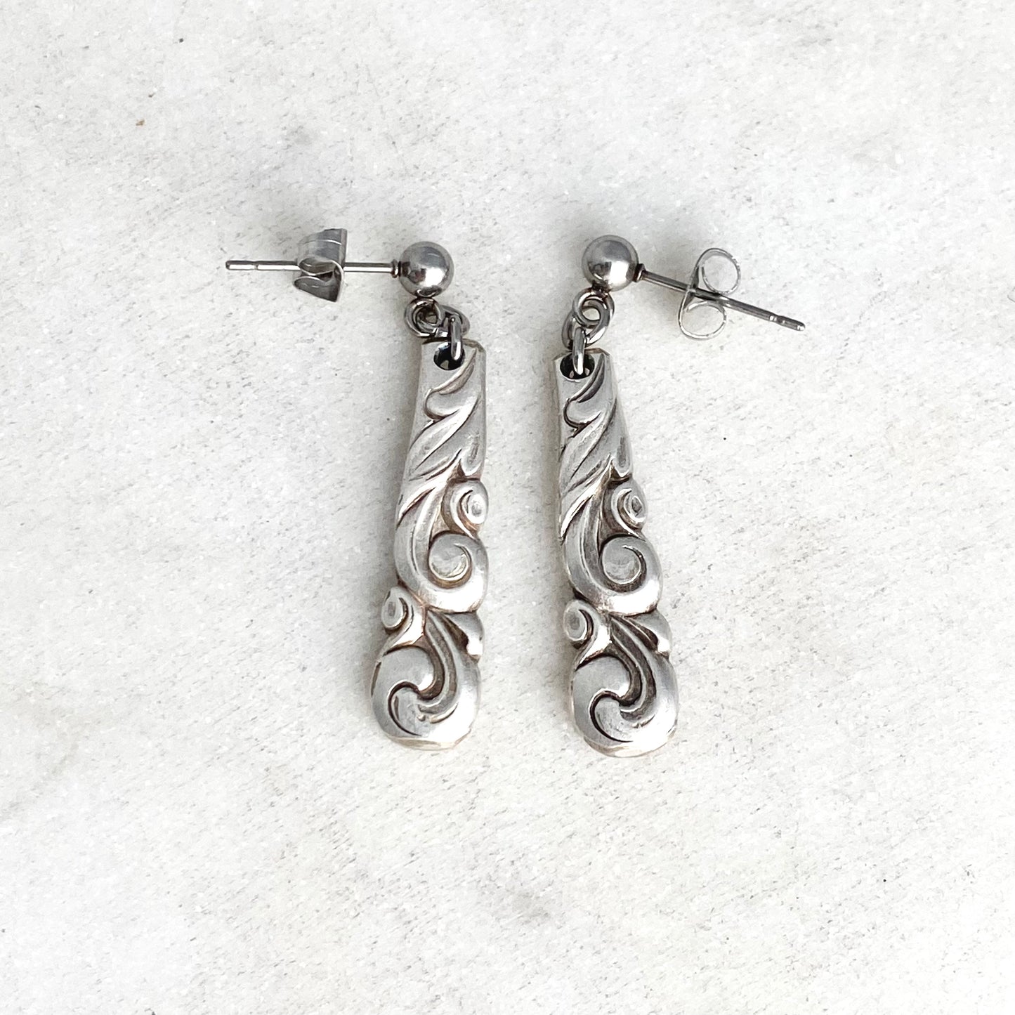 South Seas 1955, Spoon Handle Earrings, Reclaimed Silverware Earrings, Vintage Spoon Jewelry Earrings callistafaye   