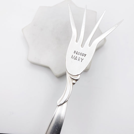 Bloody Mary, Caesar Cocktail Fork, Bloody Mary Garnish Fork, Hand Stamped Vintage Fork Forks callistafaye   