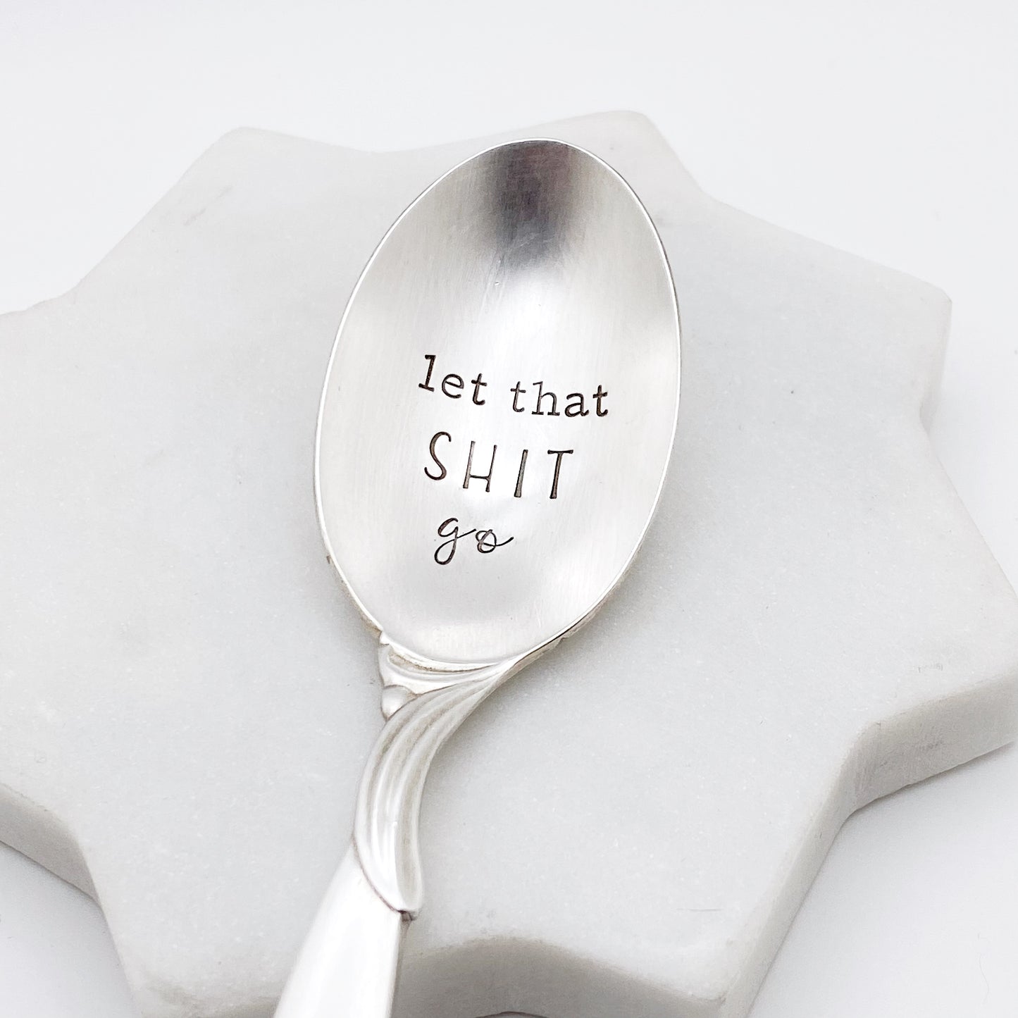 Let That Shit Go, Hand Stamped Vintage Spoon Spoons callistafaye   