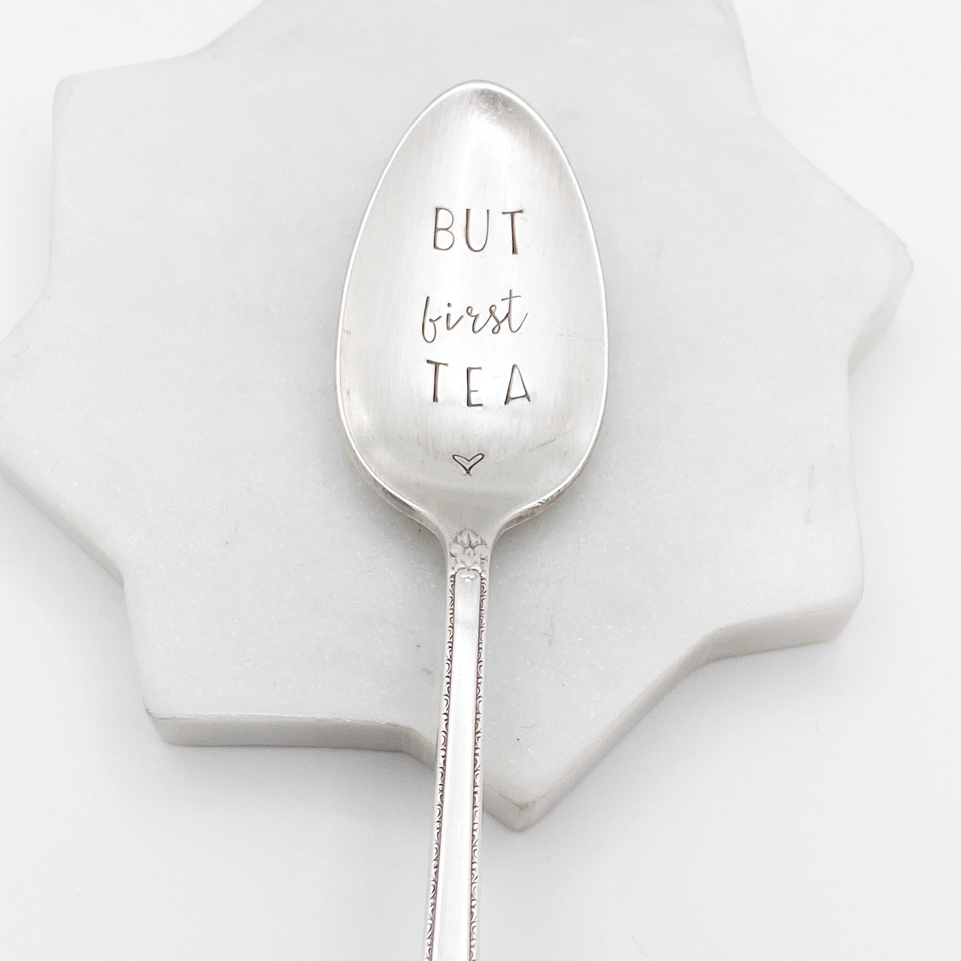 But First Tea, Hand Stamped Vintage Spoon Spoons callistafaye   