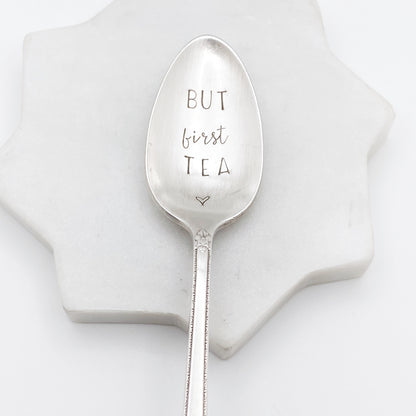 But First Tea, Hand Stamped Vintage Spoon Spoons callistafaye   