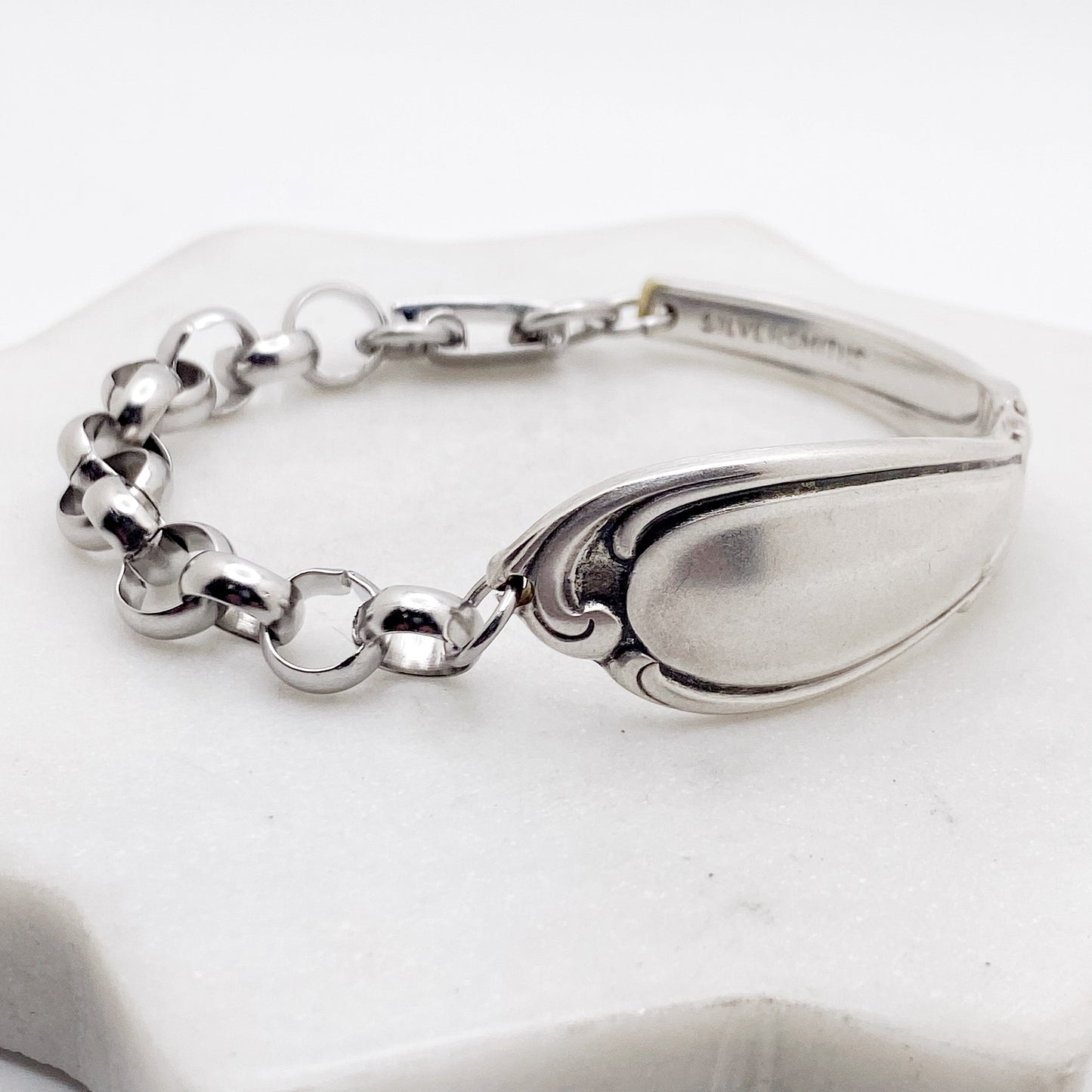 Sandringham 1969, Half Chain Bracelet, Vintage Spoon Handle, Antique Spoon Bracelet Bracelets callistafaye   