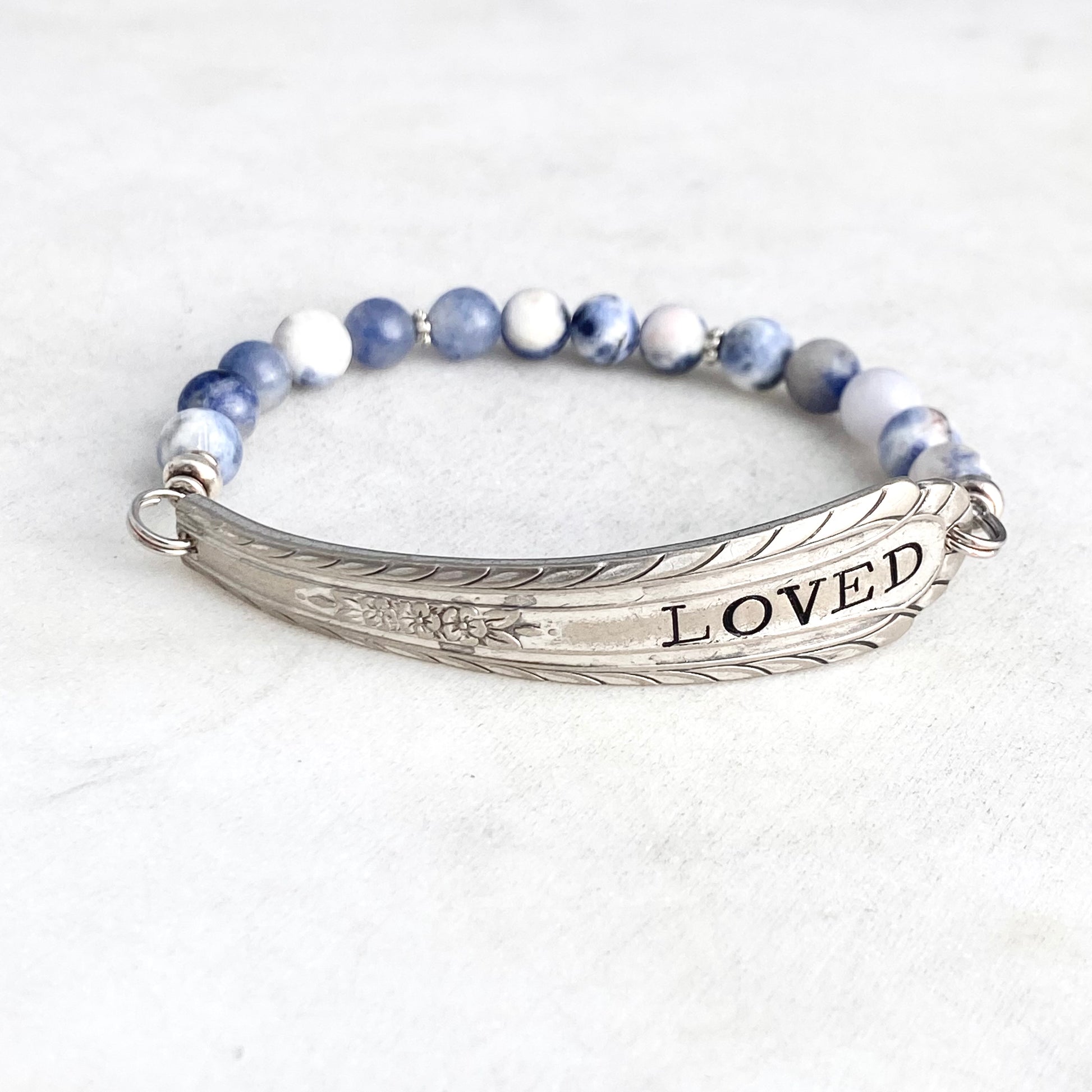 Loved, Wentworth 1938 / Sodalite, Silverware Gemstone Bracelet, Vintage Spoon Handle, Antique Spoon Bracelet Bracelets callistafaye   