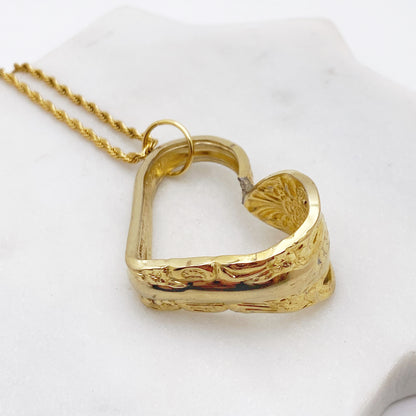 Golden Pierced, Floating Heart, Vintage Spoon Jewelry Hearts callistafaye   