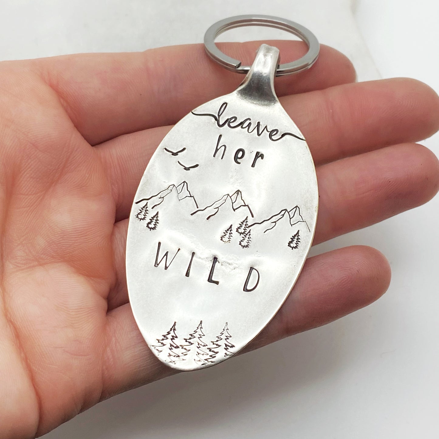 Leave Her Wild, Hand Stamped Vintage Spoon Keychain Keychains callistafaye   