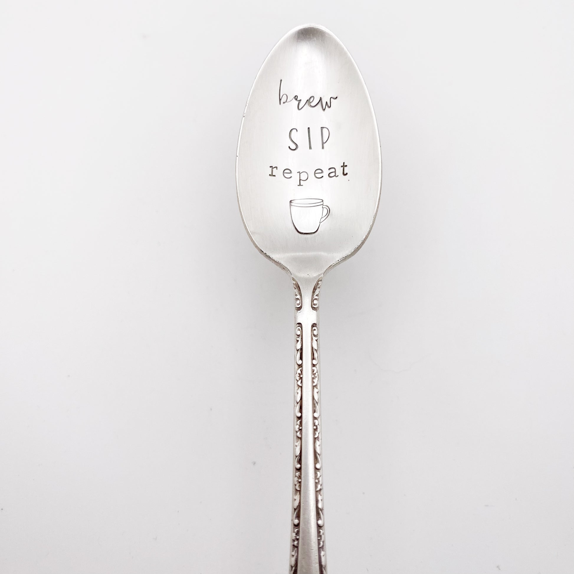 Brew Sip Repeat, Hand Stamped Vintage Spoon Spoons callistafaye