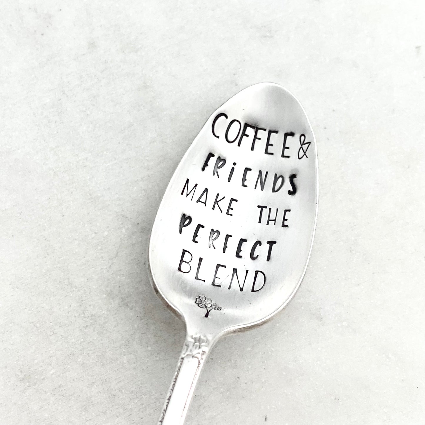 Coffee & Friends Make the Perfect Blend, Hand Stamped Vintage Spoon Spoons callistafaye   