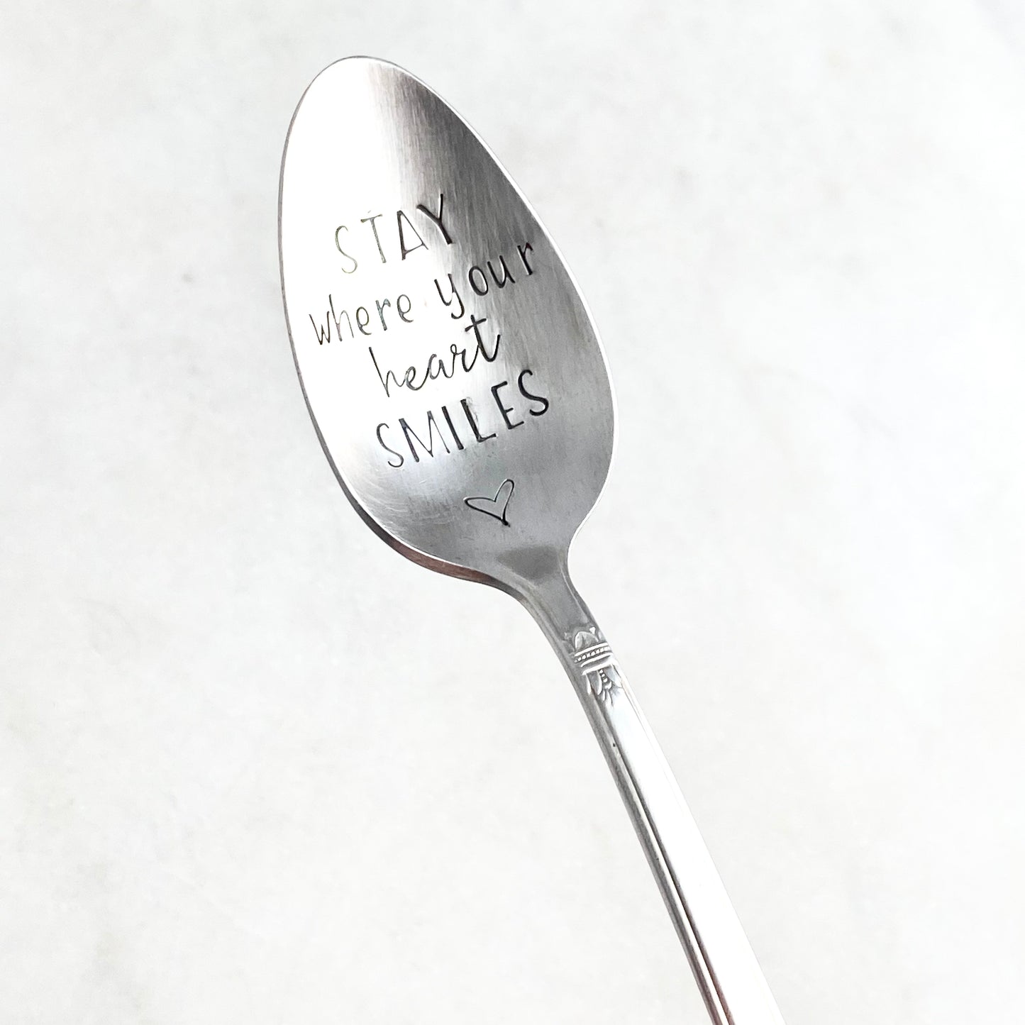 Stay Where Your Heart Smiles, Hand Stamped Vintage Spoon Spoons callistafaye   