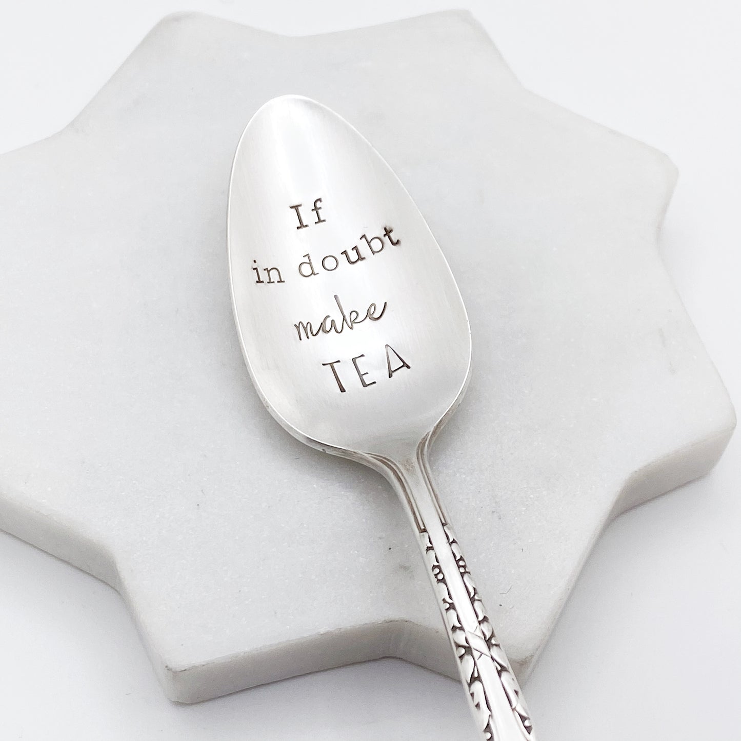 If In Doubt Make Tea, Hand Stamped Vintage Spoon Spoons callistafaye   