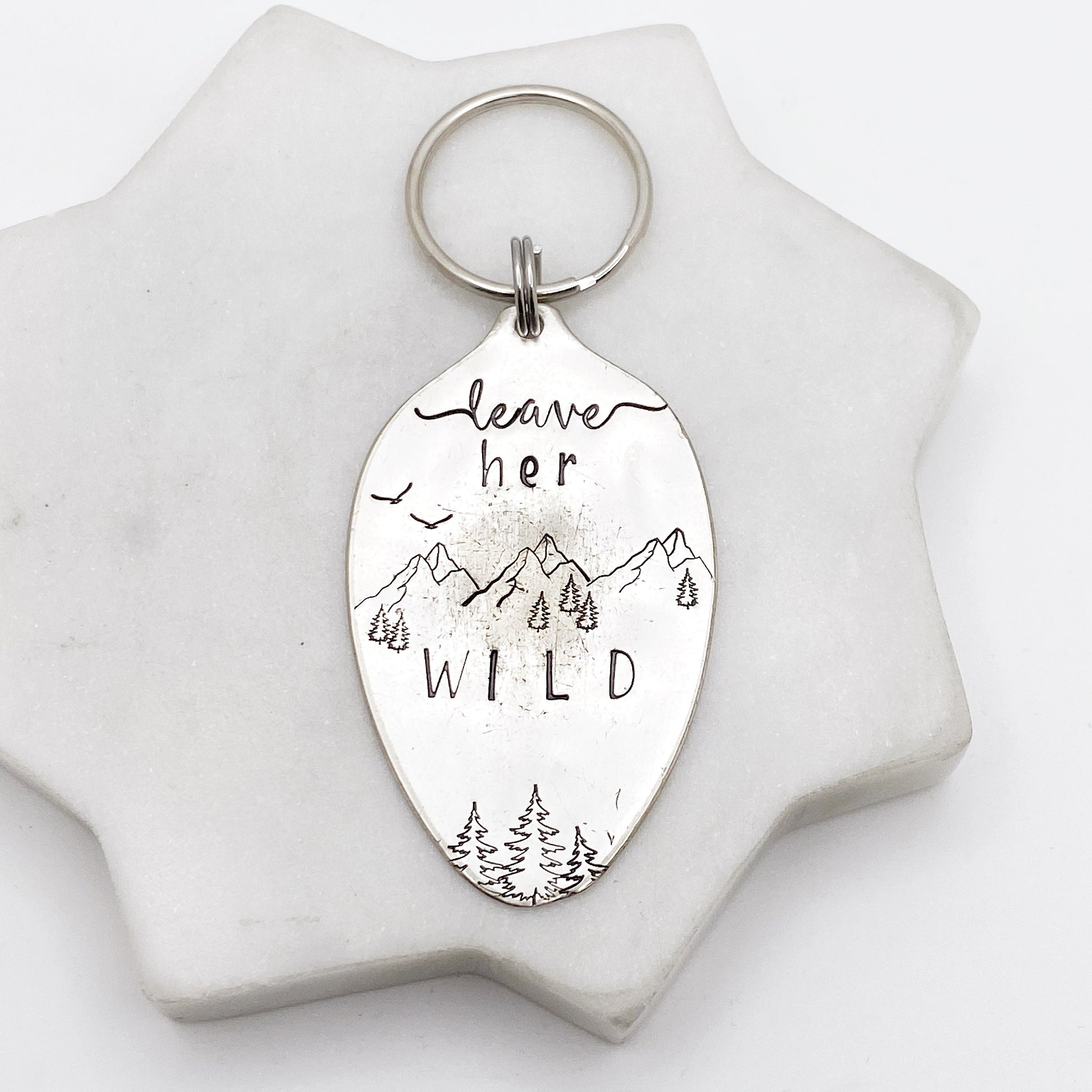 Leave Her Wild, Hand Stamped Vintage Spoon Keychain Keychains callistafaye   