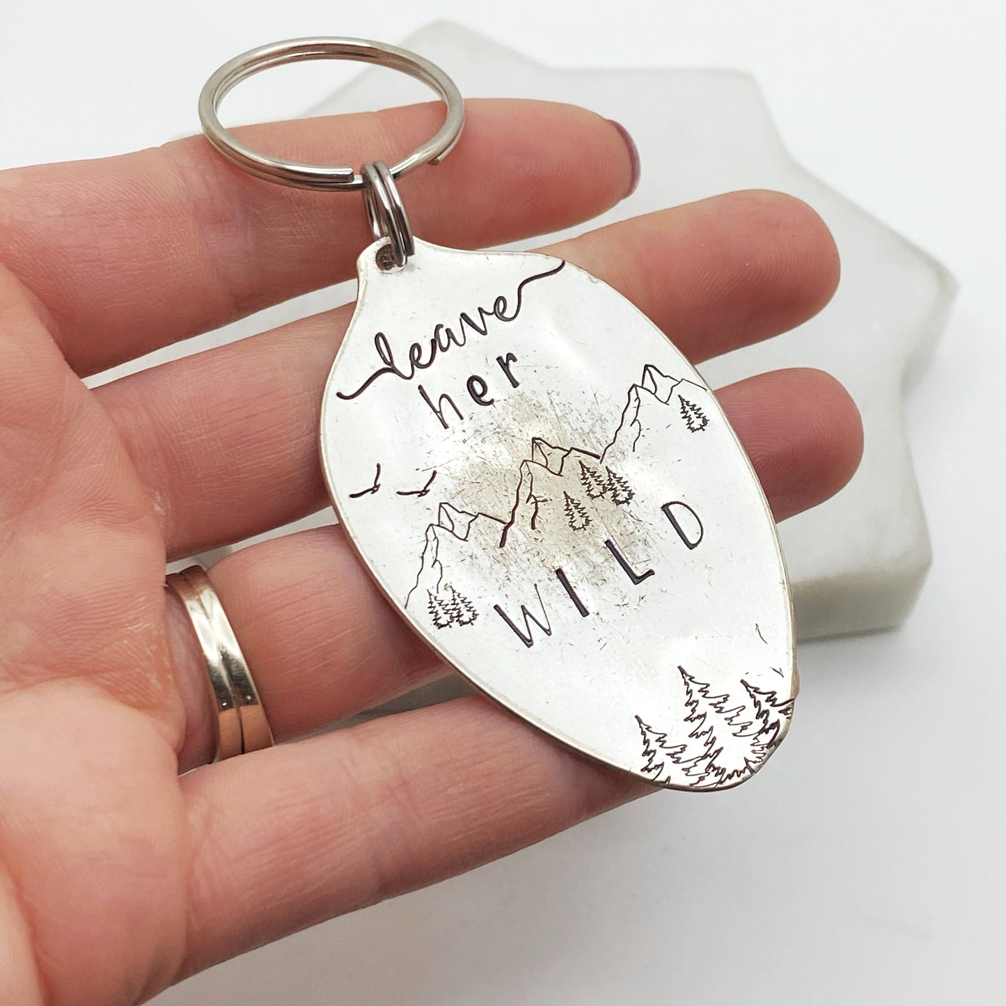 Leave Her Wild, Hand Stamped Vintage Spoon Keychain Keychains callistafaye   