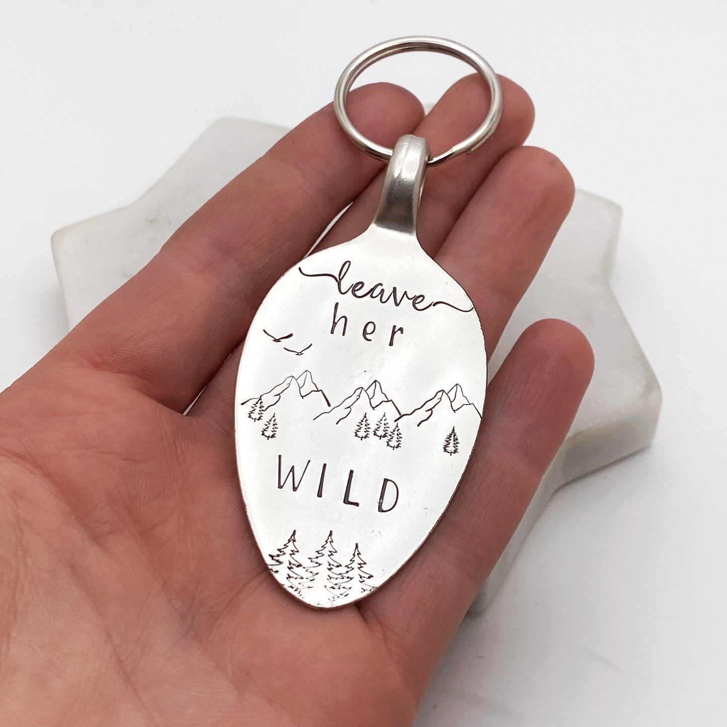 Leave Her Wild, Hand Stamped Vintage Spoon Keychain Keychains callistafaye   