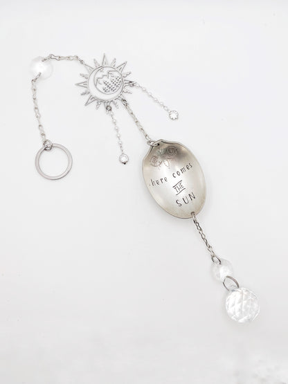 Here Comes the Sun - Sun Catcher, Medium Sun Catcher Crystal, Vintage Silverware Window Ornament Suncatcher callistafaye