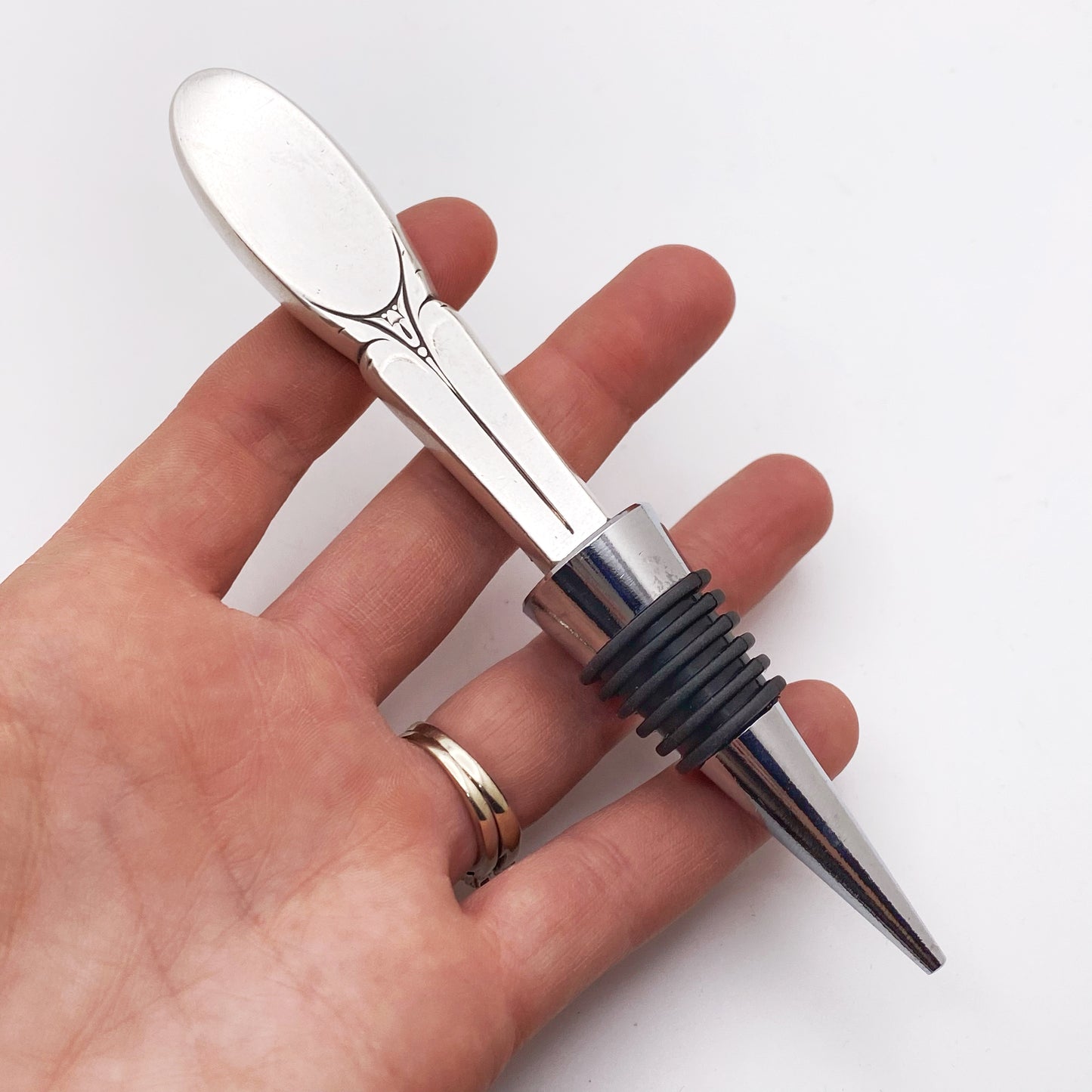 Sylvia 1934, Bottle Stopper, Vintage Silverware Wine Preserver Stopper callistafaye