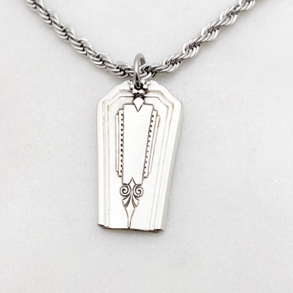 Coffin Necklace, Memento Mori Jewelry, Coffin Shaped Pendant, Vintage Silverware Jewelry Necklaces callistafaye c- Shelton 1935  