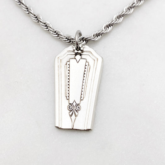 Coffin Necklace, Memento Mori Jewelry, Coffin Shaped Pendant, Vintage Silverware Jewelry Necklaces callistafaye c- Shelton 1935  