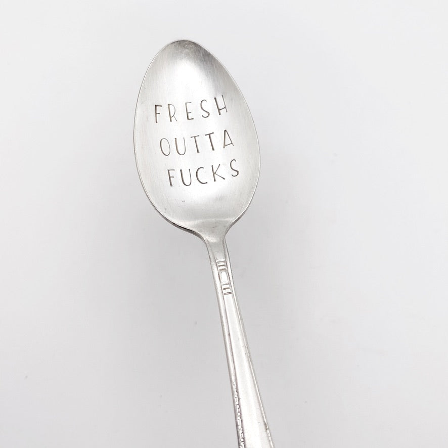 Fresh Outta Fucks, Hand Stamped Vintage Spoon Spoons callistafaye