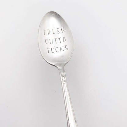 Fresh Outta Fucks, Hand Stamped Vintage Spoon Spoons callistafaye