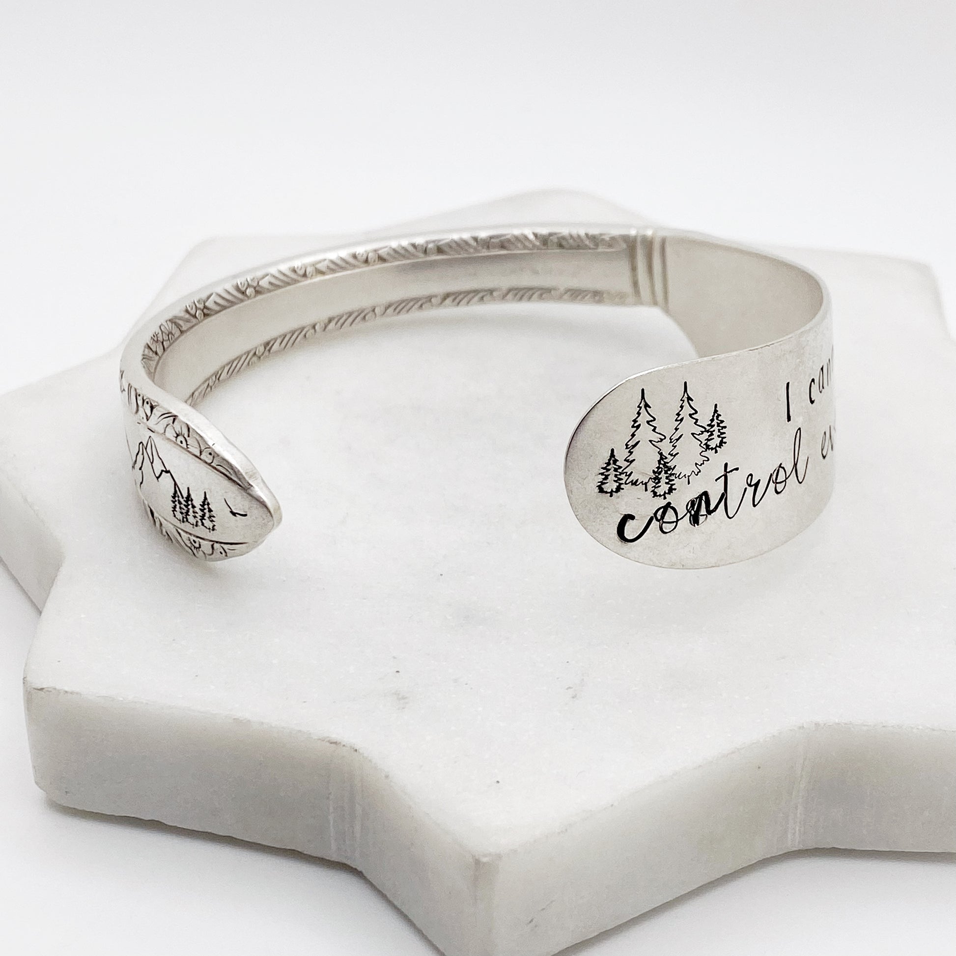 I Cannot Control Everything and That is Okay, Madelon 1935, Cuff Bracelet, Hand Stamped Vintage Spreader Bracelets callistafaye   