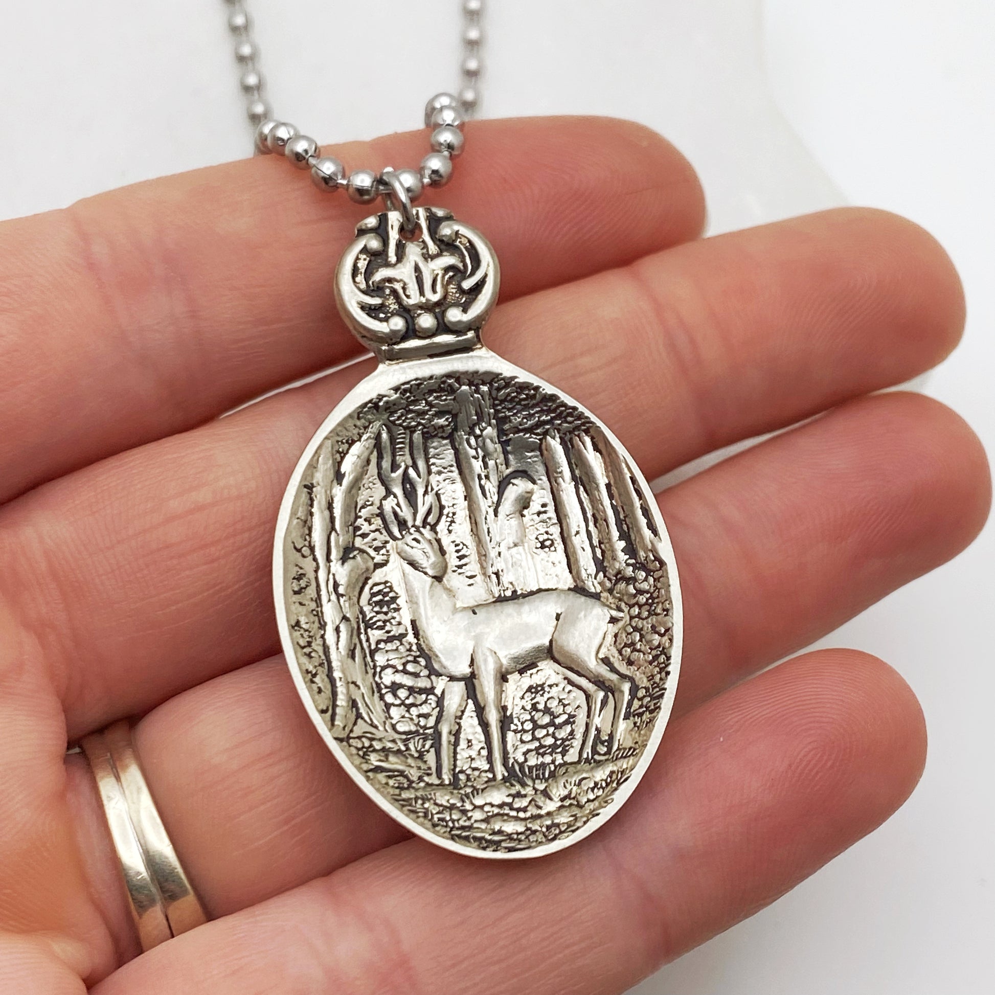 The Forest Pendant, Deer Jewelry, Reclaimed Collector's Spoon Necklace, Vintage Souvenir Spoon Jewelry Necklaces callistafaye   