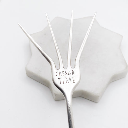 Caesar Time, Caesar Cocktail Fork, Bloody Mary Garnish Fork, Hand Stamped Vintage Fork Forks callistafaye   