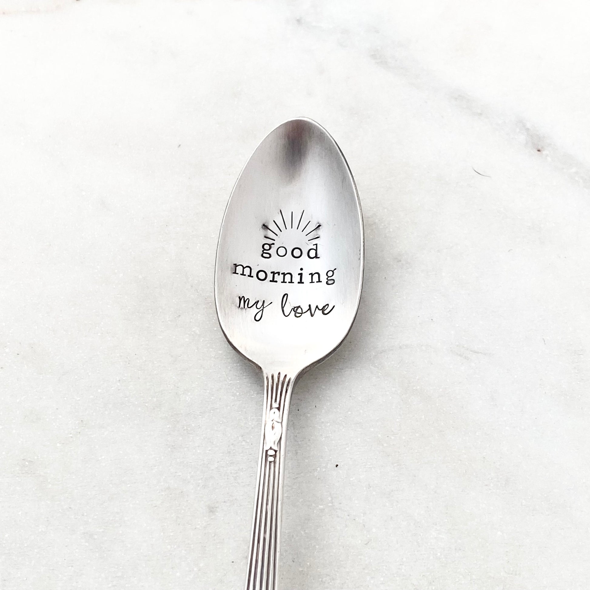 Good Morning My Love, Hand Stamped Vintage Spoon Spoons callistafaye   