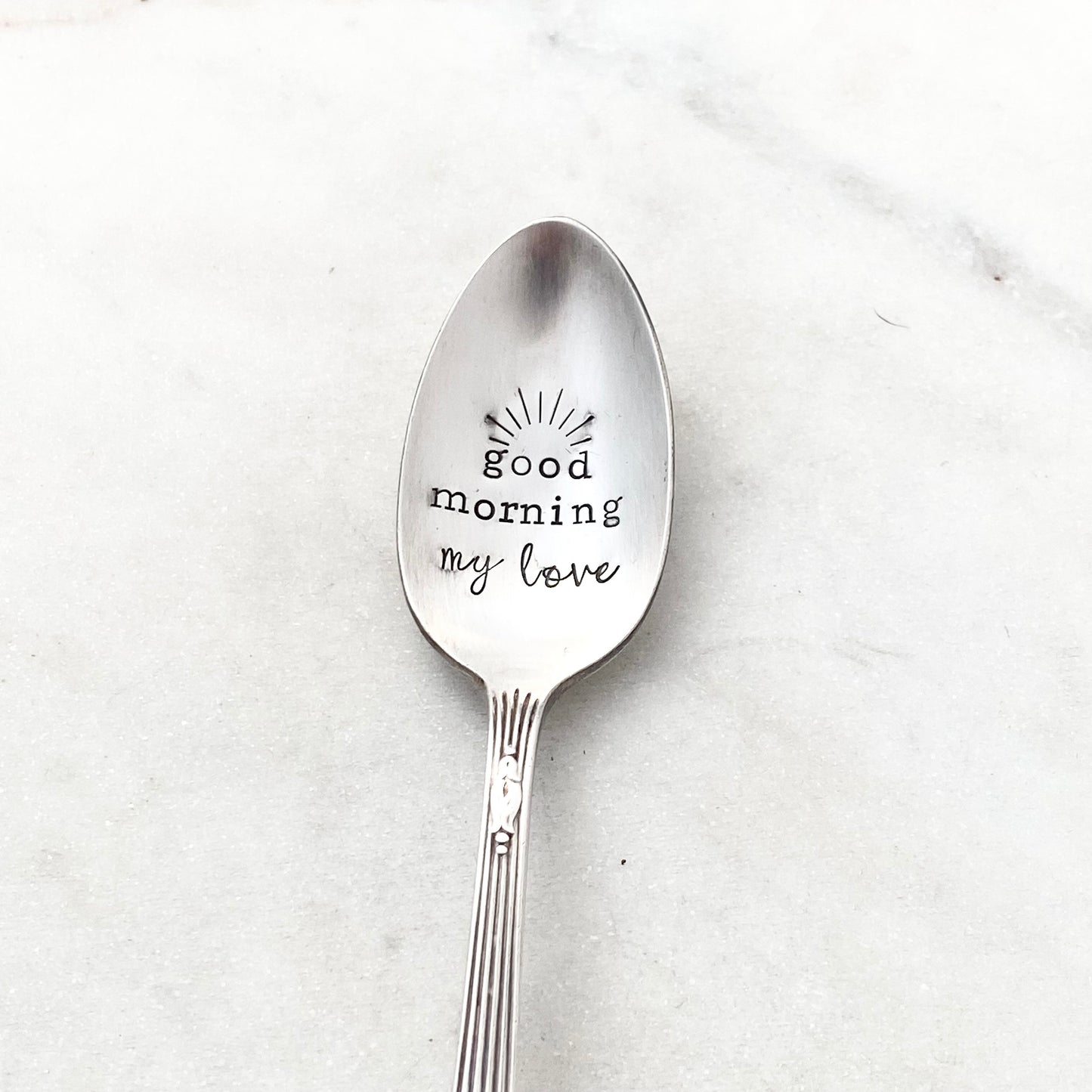 Good Morning My Love, Hand Stamped Vintage Spoon Spoons callistafaye   