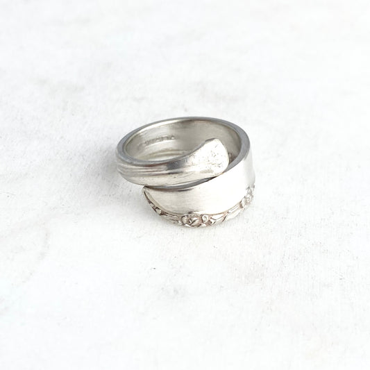 Tiny Brittany Rose 1948, Size 8, RARE Demi Spiral Ring, Vintage Spoon Ring