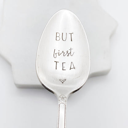 But First Tea, Hand Stamped Vintage Spoon Spoons callistafaye   