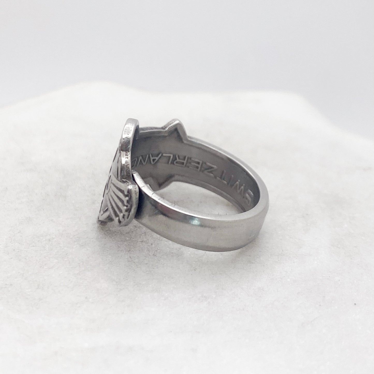 Rolex Spoon Ring, Custom Size, Swiss Cross, Lucerne, RARE Vintage Souvenir Spoon Ring, Stainless Steel Spoon Ring, Reclaimed Collector's Spoon Ring Rings callistafaye