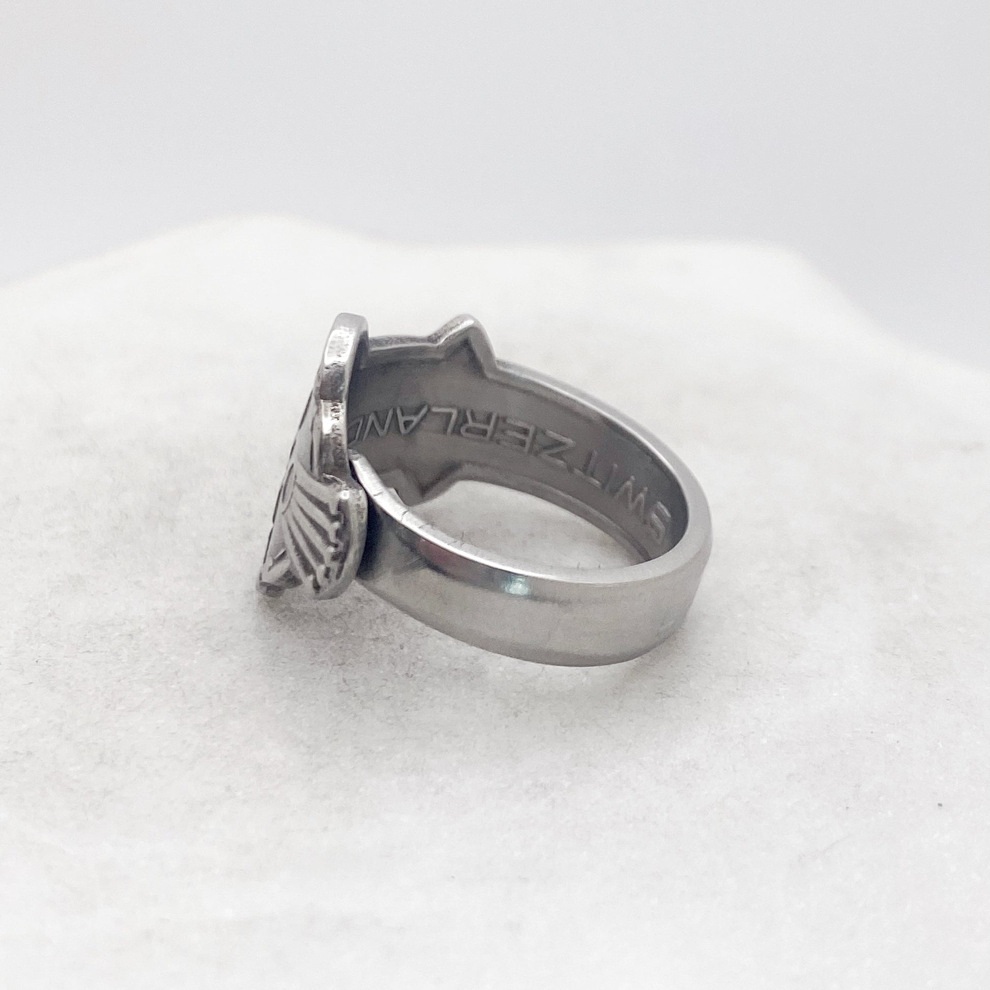 Rolex Spoon Ring, Custom Size, Swiss Cross, Lucerne, RARE Vintage Souvenir Spoon Ring, Stainless Steel Spoon Ring, Reclaimed Collector's Spoon Ring Rings callistafaye