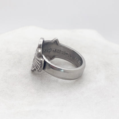 Rolex Spoon Ring, Custom Size, Swiss Cross, Lucerne, RARE Vintage Souvenir Spoon Ring, Stainless Steel Spoon Ring, Reclaimed Collector's Spoon Ring Rings callistafaye