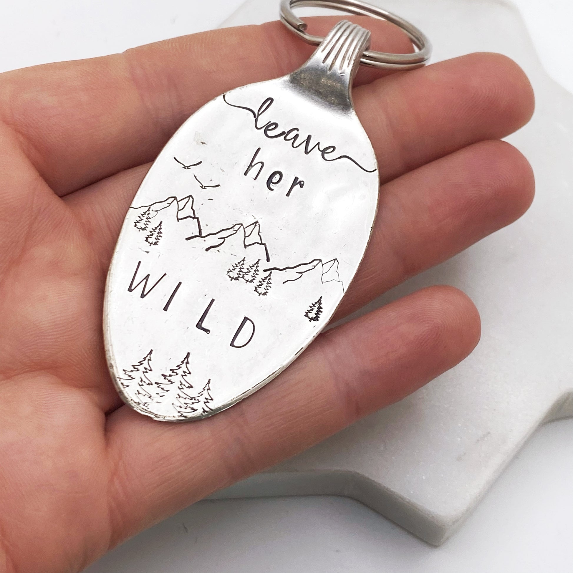 Leave Her Wild, Hand Stamped Vintage Spoon Keychain Keychains callistafaye   