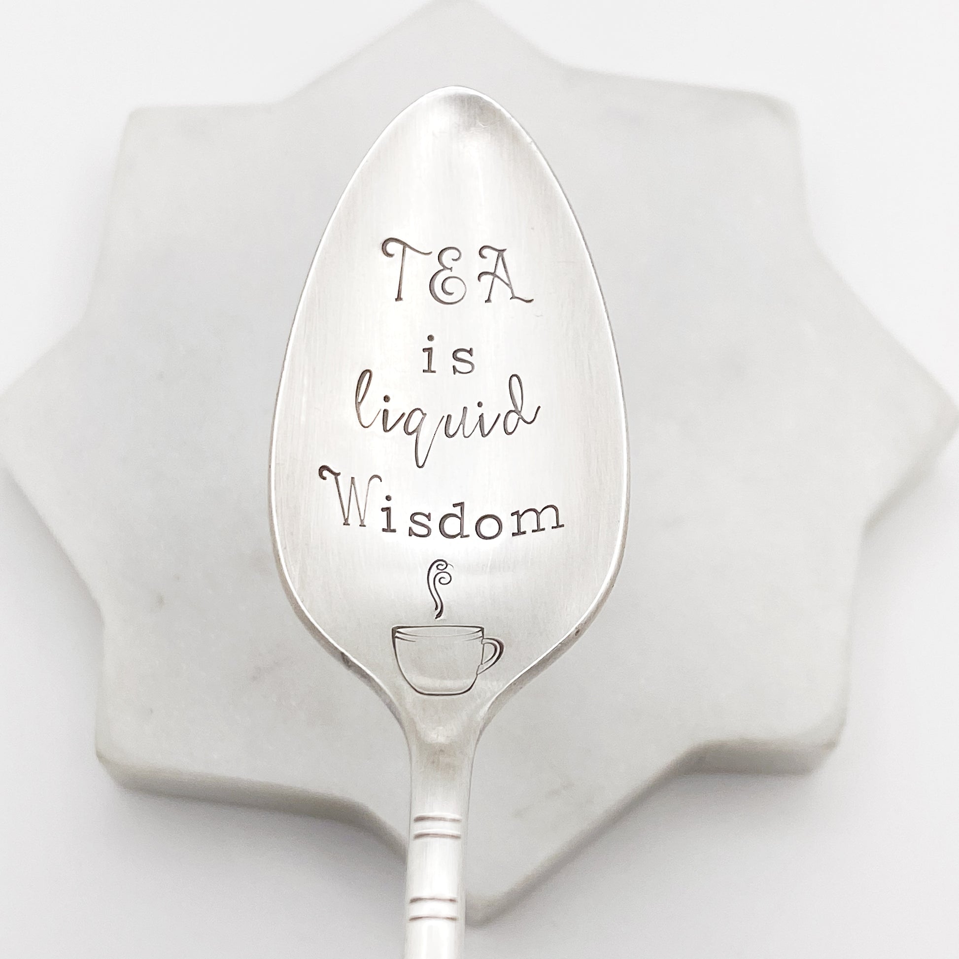 Tea is Liquid Wisdom, Hand Stamped Vintage Spoon Spoons callistafaye   