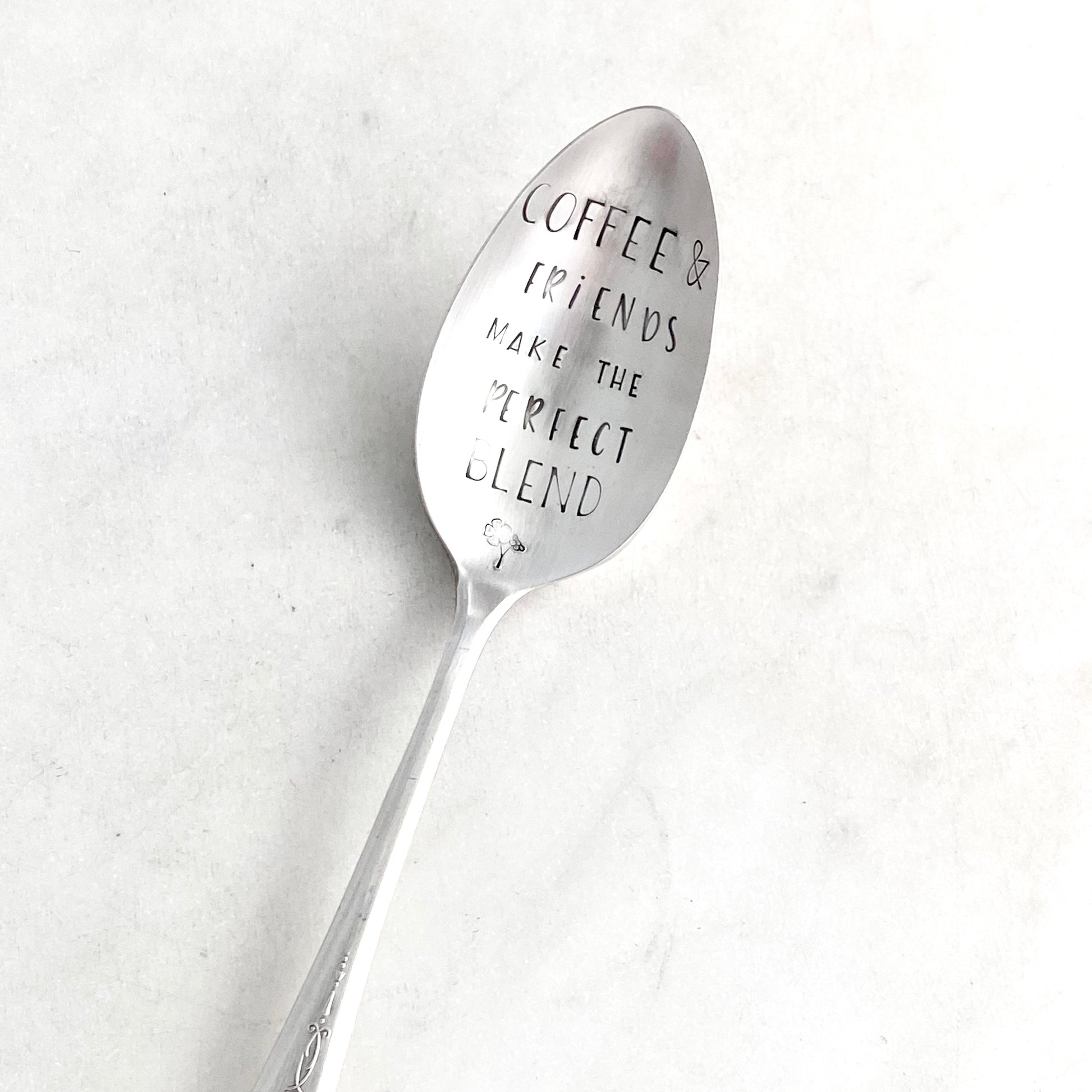 Coffee & Friends Make the Perfect Blend, Hand Stamped Vintage Spoon Spoons callistafaye   