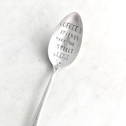 Coffee & Friends Make the Perfect Blend, Hand Stamped Vintage Spoon Spoons callistafaye   