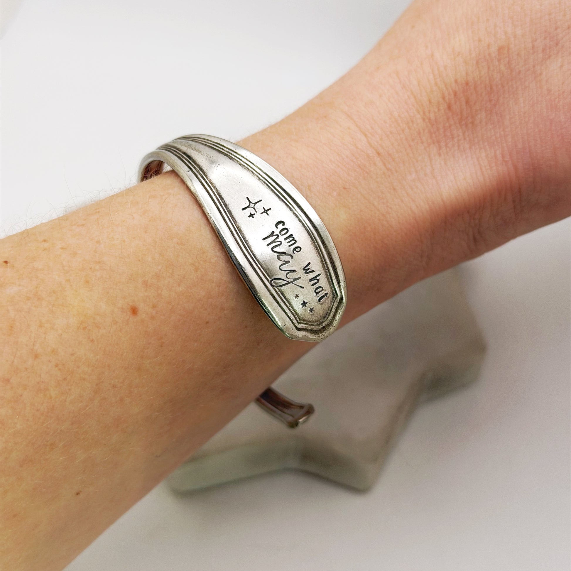 Come What May, Clinton 1919, Antique Cuff Bracelet, Vintage Spoon Handle, Iced Tea Spoon Bracelet Bracelets callistafaye